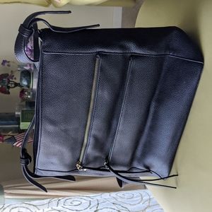 Black zippered hobo bag